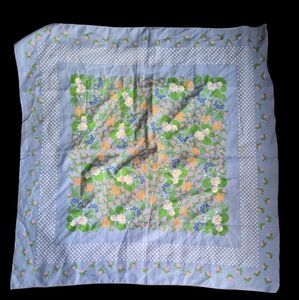 Vintage Square Floral Polka-dot Scarf Like Purple Blue